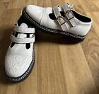 River Island Girls White Patent Leather Shoes Double Buckle Size 3/36 Wide Feet 