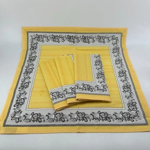 Juego de 4 servilletas decorativas florales amarillas de lino de mesa Villeroy & Boch Audun - Imagen 1 de 6