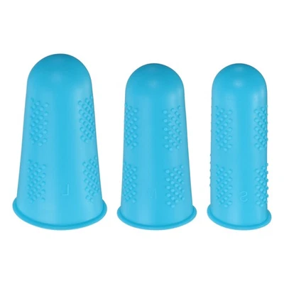 9Pcs Rubber Fingers Tips Finger Protectors Silicone Thimble 3 Sizes Blue - Image 1 of 4