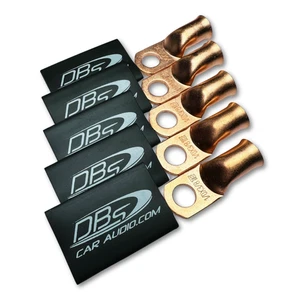 1/0 Gauge Copper Lug Battery Ring Terminals 3/8" Hole - DBs Black Heat Shrink - Picture 1 of 2