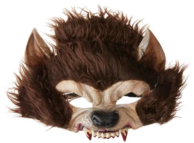 Smiffys Werewolf Half Face Latex Mask, Brown - Image 1 of 3