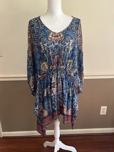 Angie Dress Cover Up Women’s LARGE Boho Floral Kaftan Muumuu Dress Peasant - Picture 1 of 7