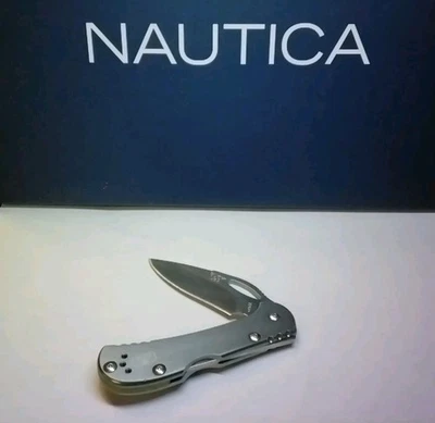 Buck USA Mini Spitfire 726 Folding Pocket Knife! Silver Handle! - image 1 of 4