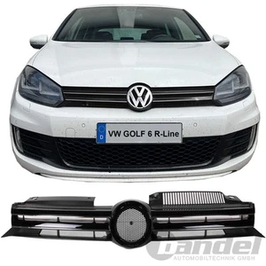SPORT GRILL KÜHLERGRILL RIPPEN SCHWARZ GLÄNZEND GLANZ für VW GOLF 6 VI R-Line - Afbeelding 1 van 4