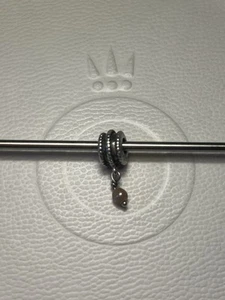 Genuine Retired Pandora Beveled Pearl Dangle Charm 925 ALE - Picture 1 of 3