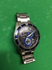 Citizen Eco-Drive Chronograph H500 Men's Watch Black Dial Analog From Japan - Picture 1 of 10