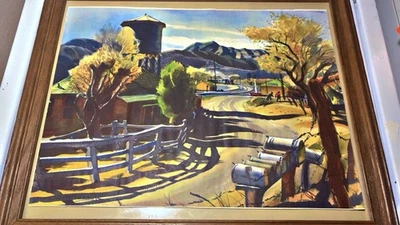 Emil J Kosa Jr American CALIFORNIA Modernist Framed Lithograph Junction At A ton - Image 1 of 4