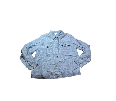 Chaqueta para mujer Jill talla grande Petite Love lino bolsillos utilitarios ligera PL Foto 1 de 4