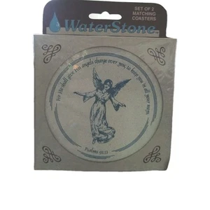 ANGEL Salmos Verso Piedra de Agua Posavasos Absorbentes de Humedad Juego de 2 Nuevos Sellados - Imagen 1 de 6