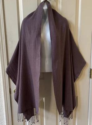 Lauren Ralph Lauren Cashmere Silk Pashmina Wrap Shawl Scarf Soft Plum 79” X 23” - Image 1 of 4
