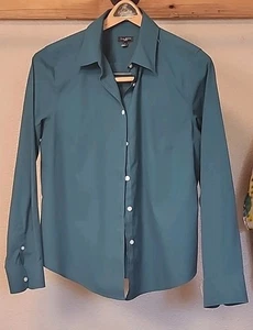 NUEVO CON ETIQUETAS Camisa Talbots Sin Hierro Abotonada Manga Larga Teal 12 Petite - Imagen 1 de 6