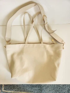 Cuyana Italian Leather Crossbody 19 X 15 Ivory White Bag Laptop Purse Tote - Picture 1 of 14