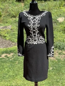 Vestido Suéter Vintage Don Sayres Wellmore Talla 4 Tejido Midi Mezcla Lana - Imagen 1 de 5