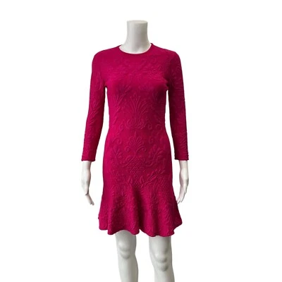 $2300 Alexander Mcqueen Pink Embroidered Quilted Knit Dress size XS - Image 1 of 4