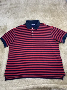 Vintage 90s Structure Long Sleeve Polo Shirt Mens XL Red & Black Striped 884 - Picture 1 of 7