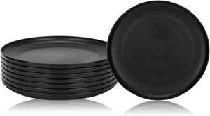 9.75-Inch Black Plastic Dinner Plates, Set of 8, Microwave/Dishwasher Safe, BPA - Picture 1 of 4