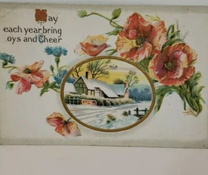 Vintage Embossed One Cent Washington Stamp 1911 Post Card winter scene - Picture 1 of 10