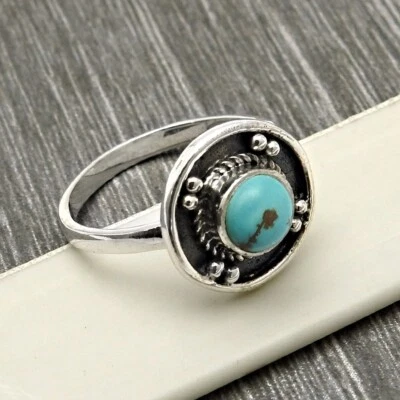 Damen Geschenk Natürlich Türkis Klassisch Ringgröße 9 925 Silber Handmade - Bild 1 von 4