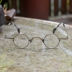 Round men eyeglasses old style round metal glasses vintage brown eyewear SMALL - Picture 1 of 6