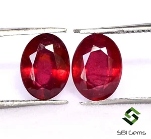 3.64 CTS Natural Ruby Oval Cut Pair 8x6 mm Deep Red Colour Loose Gemstones GF - Picture 1 of 7