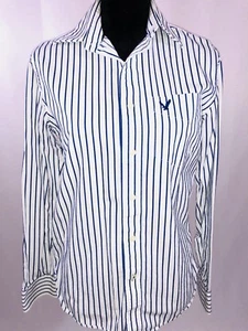 American Eagle Outfitters button down shirt size extra small blue stripe - Picture 1 of 12