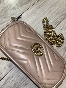 Pink Mini GG Marmont Triple-Zip Camera Chain Bag Crossbody Authentic - Picture 1 of 20