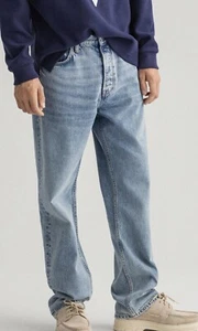 BNWT GANT Relaxed Fit Classic Jeans W34 L36 Light Blue Guaranteed Original - Picture 1 of 12