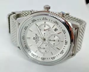 OROLOGIO UOMO CRONOGRAFO LORENZ CASSA 42mm,QUADRANTE ARGENTO,BRACCIALE MESH - Foto 1 di 5