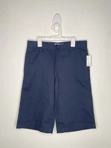 Old Navy Khaki Shorts Boys Size 18 School Uniform Navy Adjustable Waist - Picture 1 of 5