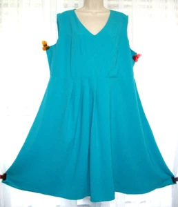 COLDWATER CREEK PLUS 20 TURQUOISE LINED SUMMER WASHABLE A-LINE DRESS~SIDE ZIP~ - Picture 1 of 10