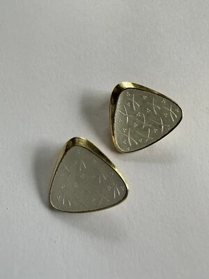 Orecchini Scharning argento sterling smalto bianco Norvegia norvegese vintage... - Immagine 1 di 4