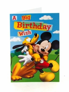 Mickey Mouse Pluto a Big Birthday Wish Birthday Greetings Card boy, age, new - Picture 1 of 1