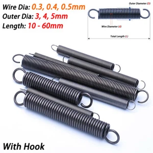 With Hook Extension Tension Spring Wire Dia 1.0mm Springs Steel Length 20-60mm - Picture 1 of 11