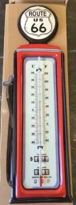 MARKENLOS XL Blech Thermometer "Route 66" ca. 48 x 10 cm Retro Style Design Zapfsäule