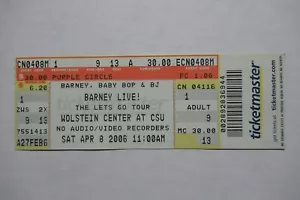 BARNEY LIVE! THE LET GO TOUR 8/04/2006 BOLETO COMPLETO WOLSTEIN CENTER CSU - Imagen 1 de 1
