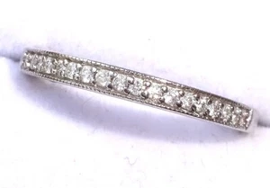 9ct White Gold 0.11ct Channel Set Diamond Half Eternity Milgrain Ring, Size N - Picture 1 of 13