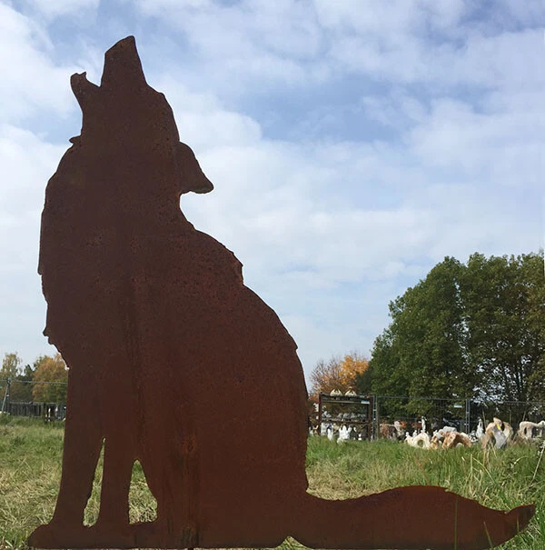 Dekofigur Hund Mit Leine, Rost Design – Ca. 50 Cm Hoch, Metallfigur Für Garten & Terrasse