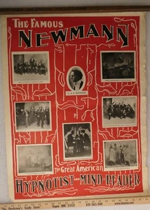 MAGIC POSTER THE FAMOUS NEWMANN AMERICAN HYPNOTIST MIND READER 1924 ORIGINAL - Picture 1 of 11