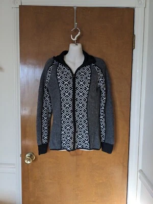 Cárdigan suéter Smartwool para mujer pequeño negro blanco mezcla de lana merino cremallera Foto 1 de 4