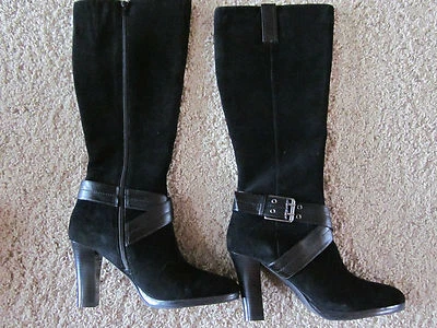 Botas altas Chaps 10B de cuero negro con cremallera nuevas en caja ¡Realmente bonitas y lindas! $109 Foto 1 de 4