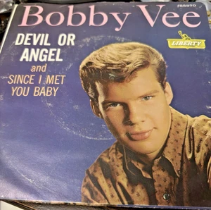Vintage Bobby Vee Devil or Angel 45 RPM Record with Cover - Picture 1 of 7