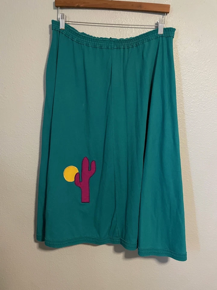 Vintage Sunbelt Skirt Womens One Size Cactus Desert Applique Southwest 90s USA - Image 1 of 4