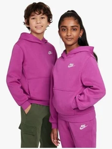Nike Sudadera con Capucha Niño XL Lo último Fucsia Ropa Deportiva Club Forrada de Vellón Swoosh Logo Pullover - Imagen 1 de 6