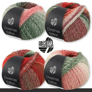 Lana Grossa 100 g Christmas Edition Big Dochtgarn Schurwolle Lurex 4 Farben - Picture 1 of 11