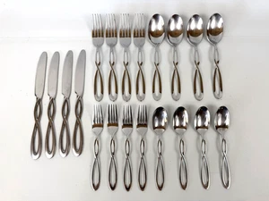 Cambridge Allusion Infinity 20 pc Set Stainless Flatware Teaspoon Salad Fork - Picture 1 of 13