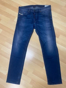 USED MEN DIESEL BELTHER STRETCH DENIM 0837I DARK BLUE STRAIGHT W34 L32 H6.5 - Picture 1 of 9
