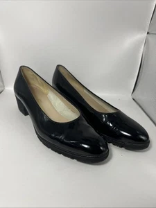 Salvatore Ferragamo Pumps 8.5 Black Leather Dress Shoes Made In Italy - Picture 1 of 13
