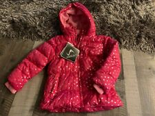NWT TODDLER GIRLS BRIGHT PINK HOODED HEARTS VERTICAL'9 PUFFER JACKET MSRP: $60