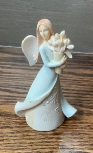 Get Well Mini Angel Figure with Tulips by Foundations 4.5"  Tall (See pics) - Picture 1 of 11