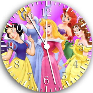 Horloge murale sans bordure princesse Disney agréable pour cadeaux ou décoration W107